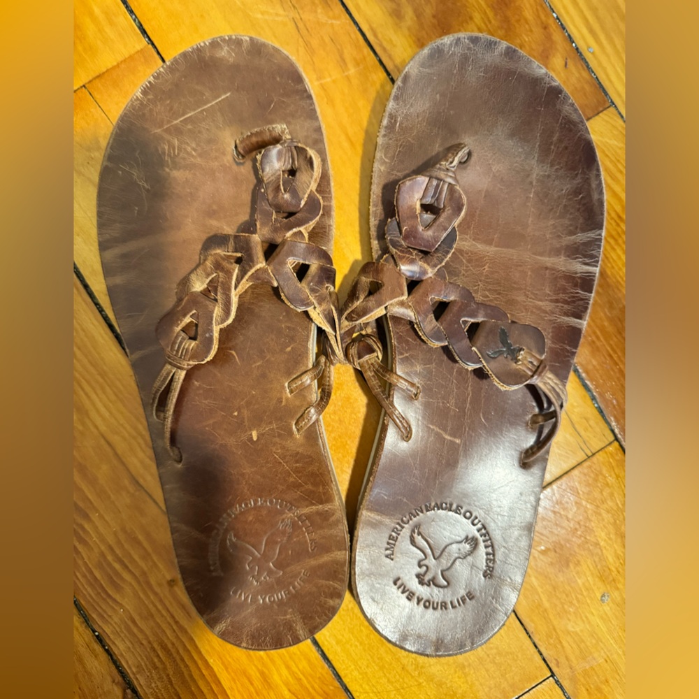 American Eagle Outfitters Tan Leather Sandals
